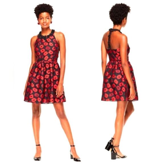 Kate Spade Black and Red Poppy Mini Dress - Picture 1 of 9
